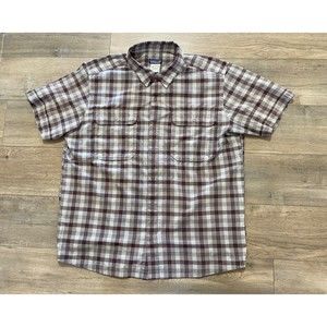 Patagonia Mens L El Rey Plaid Nylon Snap Button Outdoors Short Sleeve Shirt